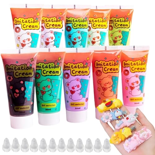 Lot de 12 Colle à L'argile Crème, Kit de Colles Crèmes Fouettée, Portable Décoration en Argile Douce, Colle à L'argile Couleur Crème pour Travaux...