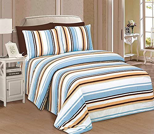 Home Sweet Home Dreams Inc Beverly Hills 1800 Series Ultra Soft 6-Piece Printed Sheet Set (Full, Aqua Stripe)