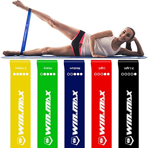 WIN.MAX Bandas Elasticas Conjunto de 5 Bandas de Resistencia para diferentes niveles de fuerza, para el acondicionamiento físico, Pilates