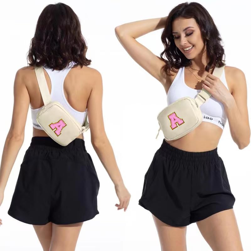 Letter Waist Pack for Women Girls – Initial Crossbody Fanny Pack with Keychain, Personalized Gift Bag(A) - Image 5