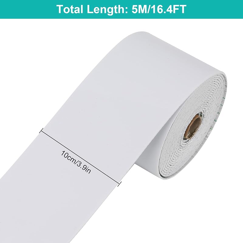 IGTOPS Öntapadós Szegélyléc 10 cm x 5 m - Rugalmas PVC Falszegély, Vízálló, Dekoratív Öntapadó Szalag Konyhába, Nappaliba, Hálószobába (Fehé