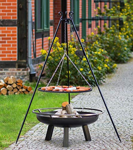 Set - Schwenkgrill 1,80m mit Kurbel incl. Ø80cm Grillrost und Ø80cm Feuerschale 342