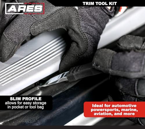 Image of ARES 10123 - 2-Piece Automotive Trim Tool Kit - Ultra-Thin Prybar Ends Offer Superior Strength Without Damaging Material - Removes Trim, Molding, Fasteners, Panels, and More