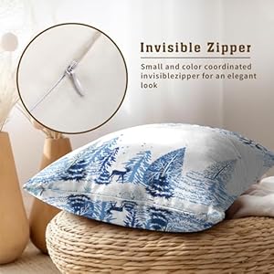 Giwawa Set of 2 Christmas Snowflake Pillow Covers Blue Deer Holiday Decorative Cotton Throw Pillow Cover Winter Cushion Case for Home Sofa Square 18 inches Giwawa Set of 2 Christmas Snowflake Pillow Covers Blue Deer Holiday Decorative Cotton Throw Pillow Cover Winter Cushion Case for Home Sofa Square 18 inches