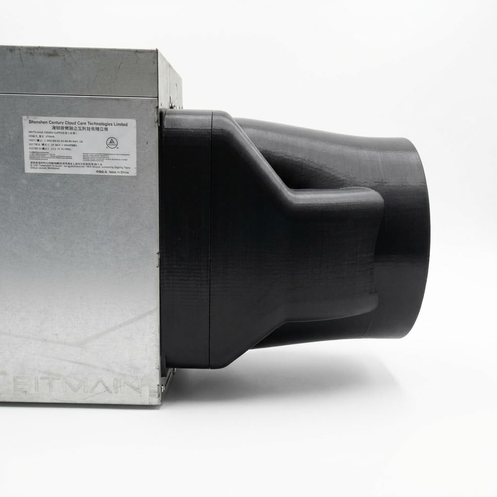 Exhaust-Lüfterabdeckung für Antminer S19 & S21 ASIC Miner mit 2x120mm Lüftern – Ausgang mit PSU-Abdeckung – Abluft per Schlauch leiten (8 Zoll – 200mm)