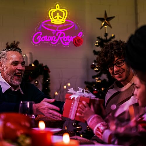 Image of Crown Neon Sign for Wall Decor Whisky Neon Light for Man Cave Bedroom Dimmable Led Business Signs Suitable for Bar Home Bar Store Bistro Party Club Restaurant Size13.7 * 11.4In(P132)