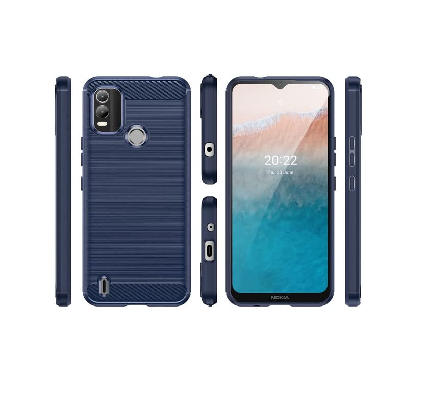Image of NPRC Hybrid Ultra Slim Protective Case TPU Non-Slip Carbon Fiber Texture Shockproof Case Cover for Nokia C21 Plus - Blue