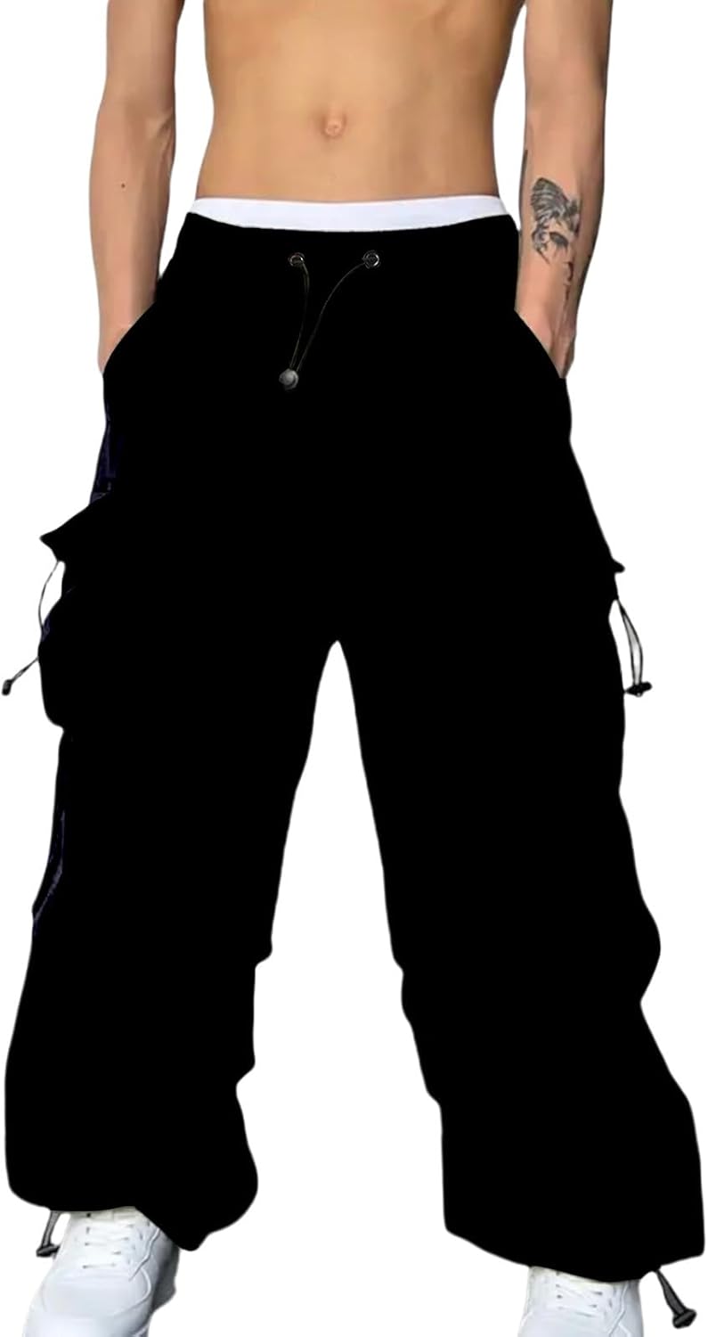 Parachute Pants Men Generic Cargo Pants For Men Drawstring Elastic