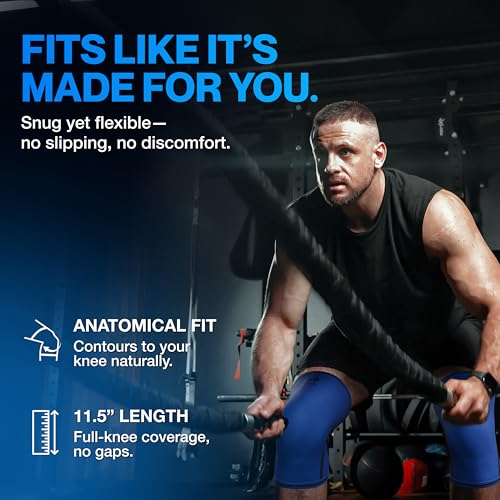 Image of Modvel 7mm Neoprene Knee Sleeves for Men & Women Weightlifting & Powerlifting - Compression Knee Sleeve Support for Squats, Gym, Training - USPA, IPL Approved - Small Blue (Pair)