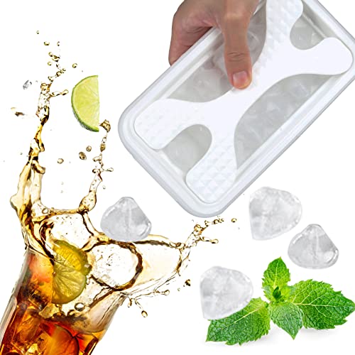 Fogawa Ice Cube Tray, 2 In 1 Diamond Ice Tray For Freezer, Silicone Ice Cube Tray With Lid Cooling Ice Pop/Cube Molds For Whiskey, Juice, Beer, Cocktail, Coffee,Champagne. 18 Ice Cubes #TOP7