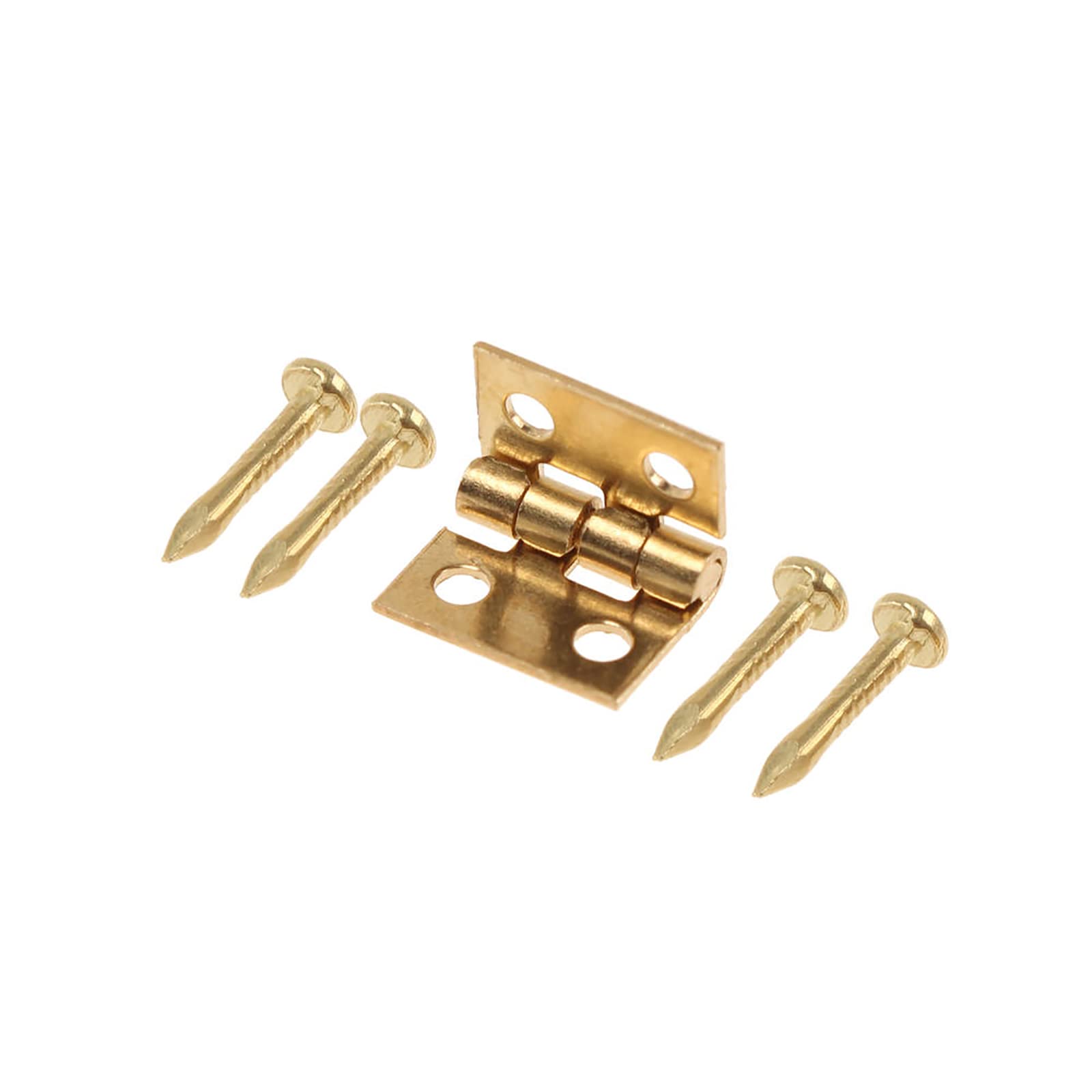 Confezione da 100 mini cerniere con 400 viti di ricambio in rame dorato con chiodo di montaggio, piccoli accessori per legno, gioielli, armadietti, armadi, case delle bambole e mobili in