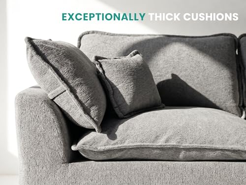 Image of 138 inch Oversized Modular Sectional Sofa, U Shaped Couch Set with 2 Pillows, 6 Seat Boneless Cloud Couches with 2 Movable Ottomans for Living Room, Corduroy Dark Grey
