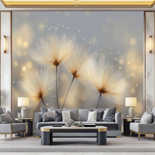 WHUOEUCO Papel Pintado 3D Dientes León Brillantes Ensueño, 200x140 cm Fotomurales Tejido No Tejido Papel Tapiz Grande Murales Fotográfico Moderno Decoración de Paredes