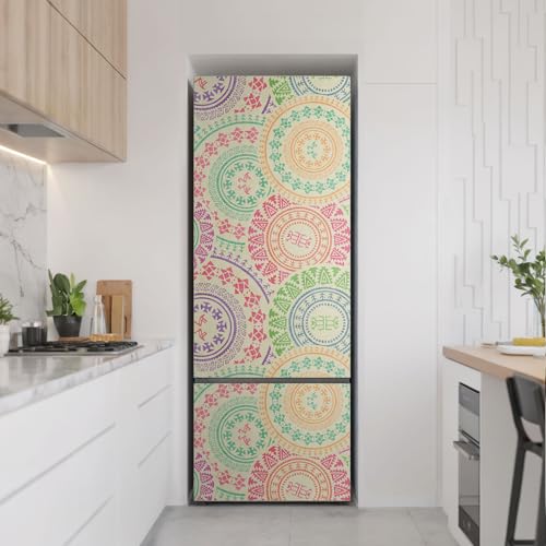 Vinilo para nevera de círculos étnicos para decorar cocinas modernas 3