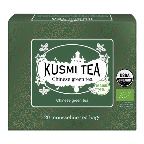 Kusmi Tea - Thé Vert de Chine Bio - 100 % nature et biologique - Boîte thé de 20 sachets mousseline Cover