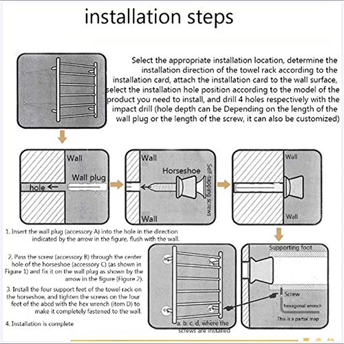 Calentador de toallas eléctrico 162W montado en pared de acero inoxidable 6