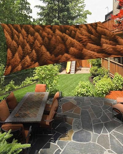 Boanket Sun Shade Sail 14' x 18', Burnt Orange Forest Large Heavy Duty Outdoor Shades Sun Screen, Modern Pine Trees Mysterious Art Shade Cloth for Patio Deck Terrace Garden Lawns Beach Backyard