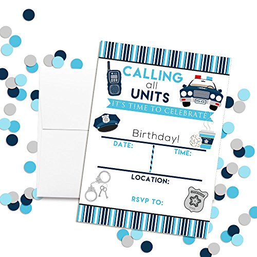 Amanda Creation Policeman, Police Officer Birthday Party Fill In Invitations Set Of 20 With Envelopes #TOP2