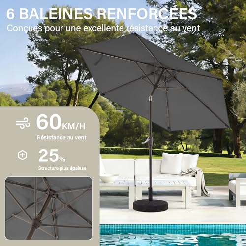 Parasol Jardin 2,3 m UPF 50+ Manivelle Palawano