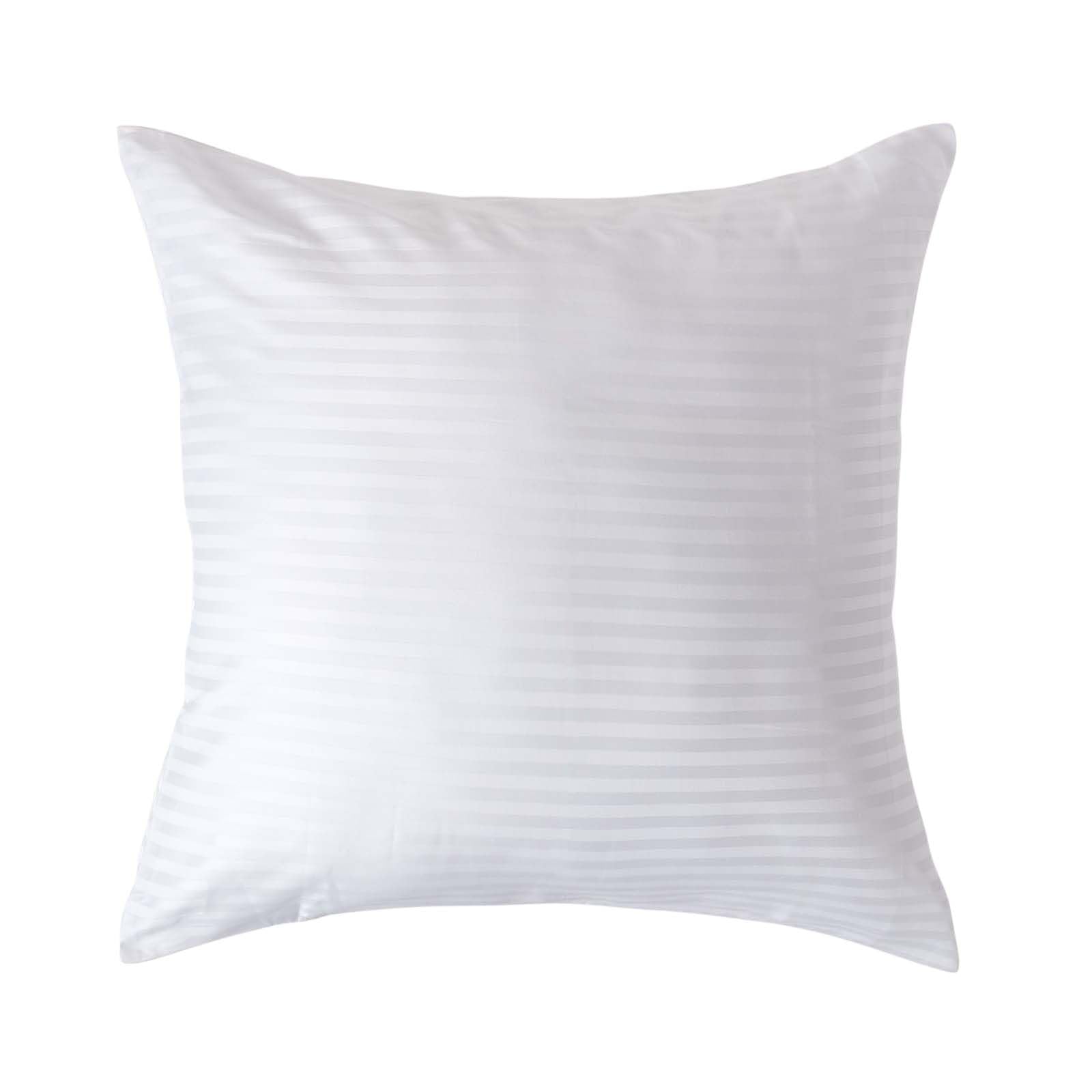 HOMESCAPES White Pure Egyptian Cotton Euro Size Pillowcase 60 x 60 cm 330 TC 500 Thread Count Percale Equivalent Satin Stripe Pillow Case with Zip Pack of 2