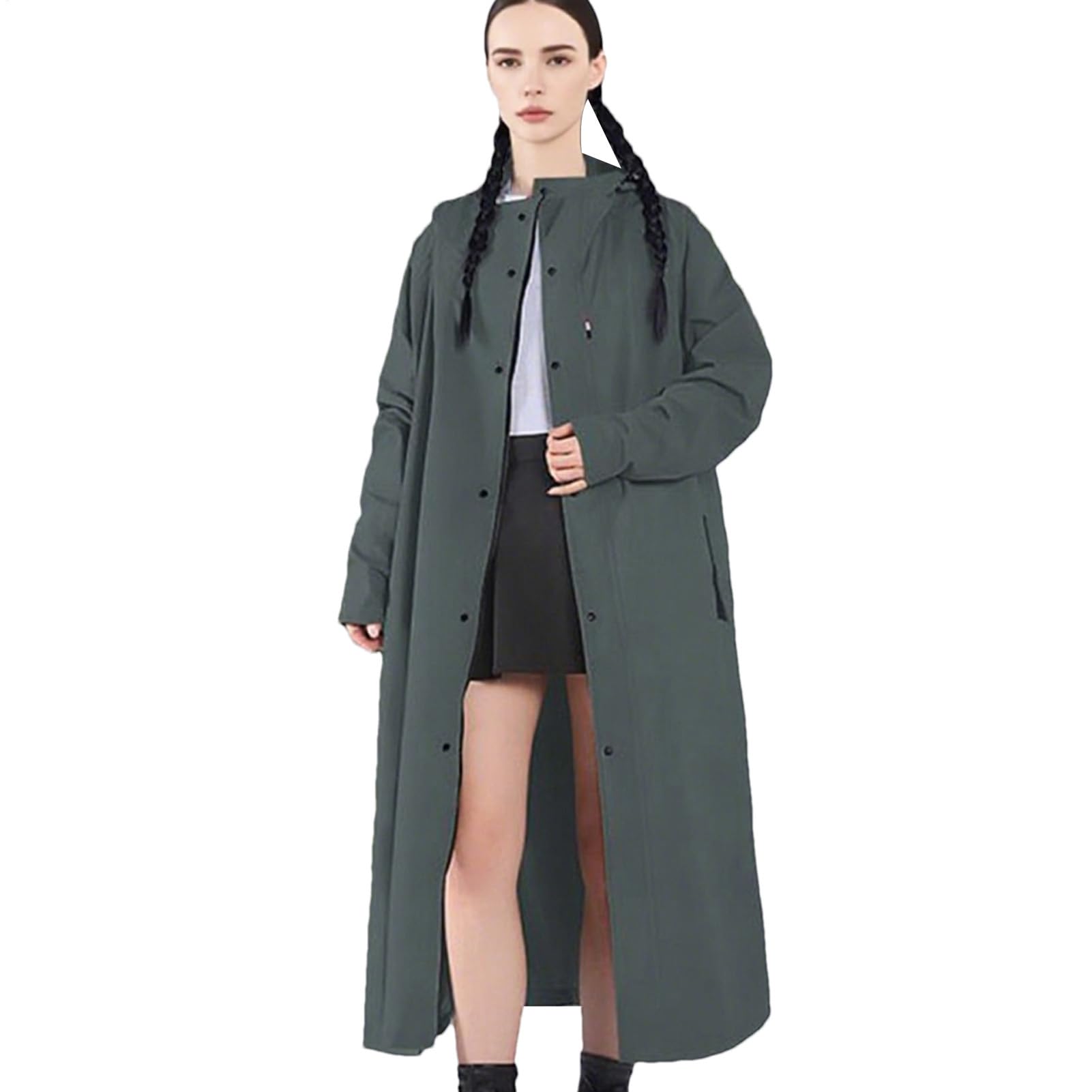 Generisch Manteau de pluie long - Poncho imperméable - Léger et respirant - Poncho coupe-vent pour randonnée, camping d'hiver