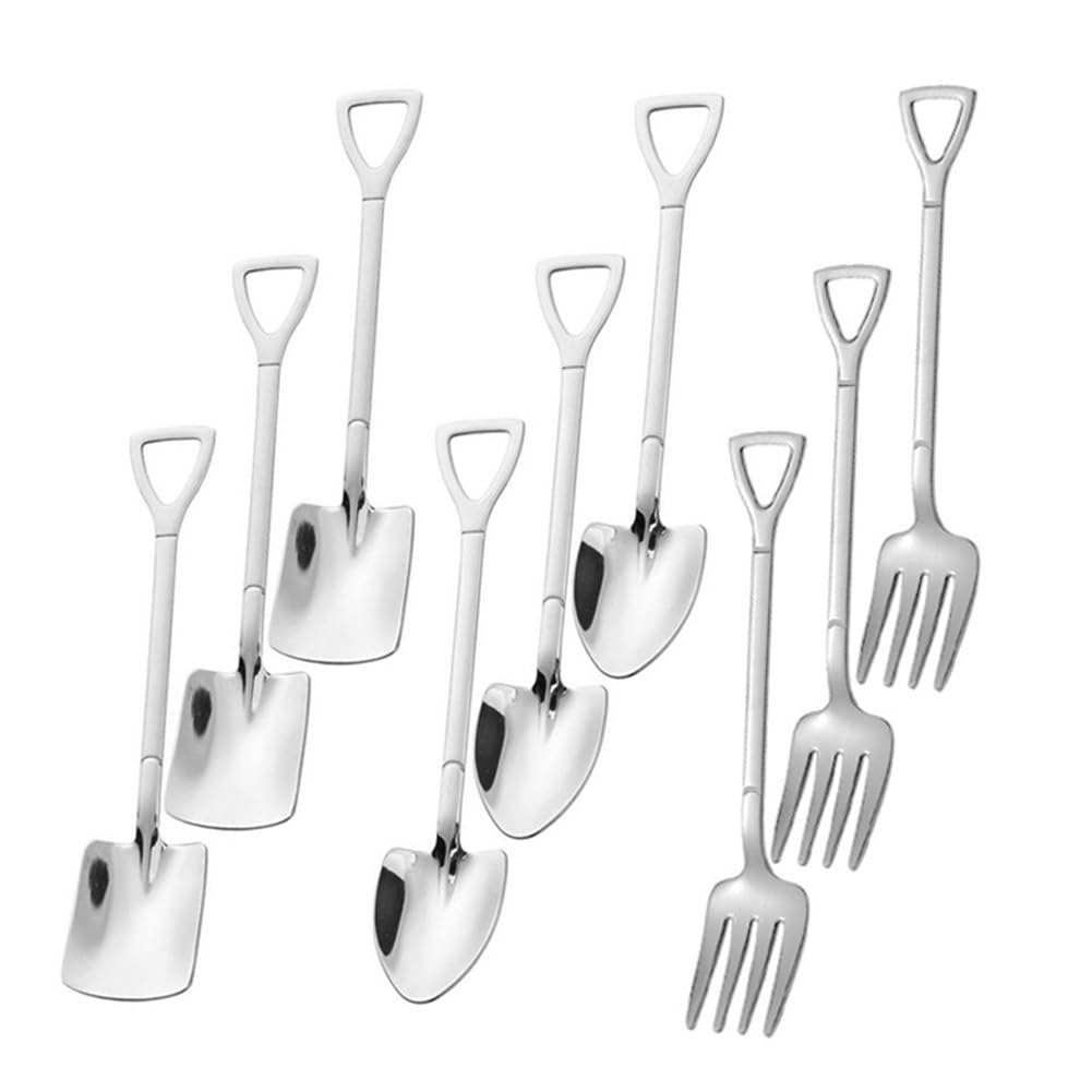 Yuattory Cream 21Pcs Shovel Spoon Stainless Steel Tea Spoon Coffee Spoon Ice Dessert Spoon Tableware Knife Fork Spoon, B