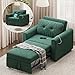 Luxstein Divano Letto 3 in 1 con USB e Porta Type-C, Divano Pieghevole Salvaspazio con Cuscino Morbido, Tasche Laterali, Schienale Reclinabile, Rivestimento in Tessuto Sherpa, 84x190cm, Verde
