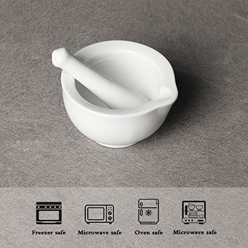 LEETOYI Porcelain Small Mortar and Pestle, Ceramic Herb Grinder Pill Crusher Set, 3.3 inch White - Image 3