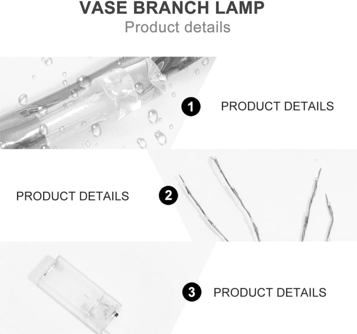 LED Tree Branch Lights Plastic and Iron Wire with Soft Light 2pcs Photo Props Silver for Photography and Birthday Party Household Vase Decoration