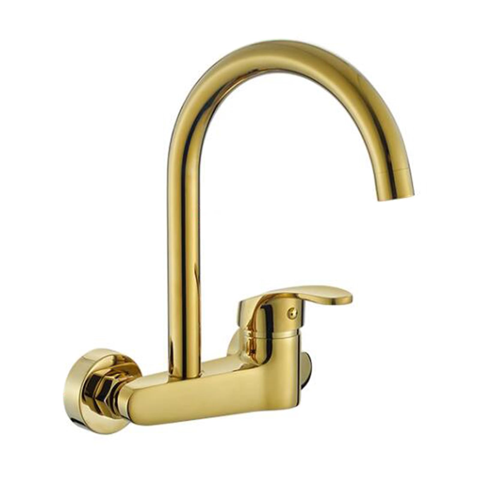 Grifo de Cocina de Pared Latón Giratorio Agua Fría y Caliente Monomando Grifo Cocina Pared Dorado-Oro