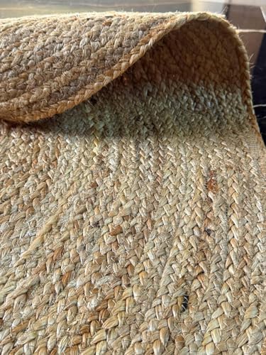 Tapete de yute natural semicircular hecho a mano 18x36 pulgadas miniatura 7
