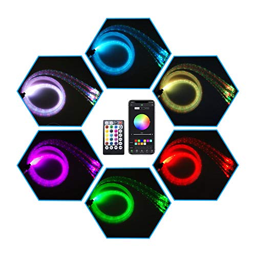 Image of 6W RGB Fiber Optic Curtain Light Kit, Flash Point Waterfall Effect Lighting Kids Children Sensory Room Home Decoration 0.03in /0.75mm 6.5ft /2m 200pcs