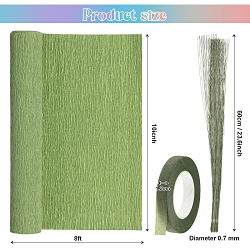 12 Rolls Crepe Paper Rolls 12 Colors Wide Crepe Paper Streamer 10 Inch X 8 Feet Assorted Streamers With Floral Stem Wire And Green Floral Tapes For Birthday Party Ornament (23.6 Inch, Mixed Colors) #TOP1