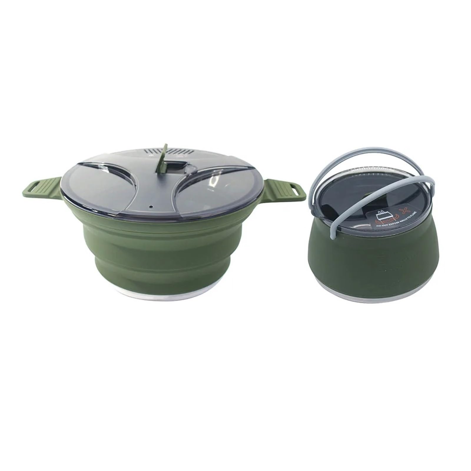 Pentole da campeggio pieghevoli in silicone portatili resistenti al calore, compatibili for picnic all'aperto(SetB)