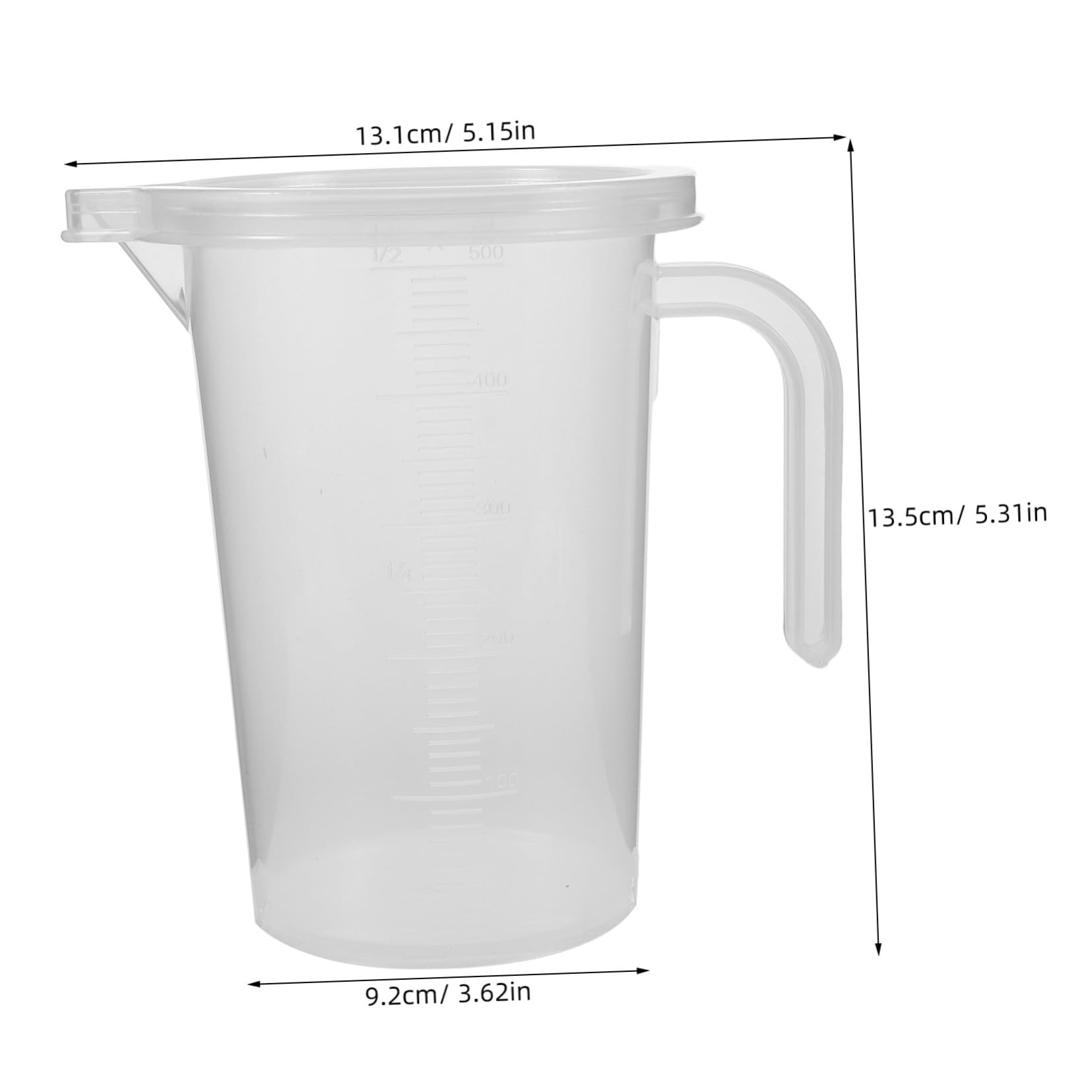 6 Piezas Vasos Medidores Transparentes con Tapa y Asa Jarras Plásticas Graduadas para Cocina y Repostería Tazas de Medición Fáciles de Leer para Uso Doméstico y Comercial