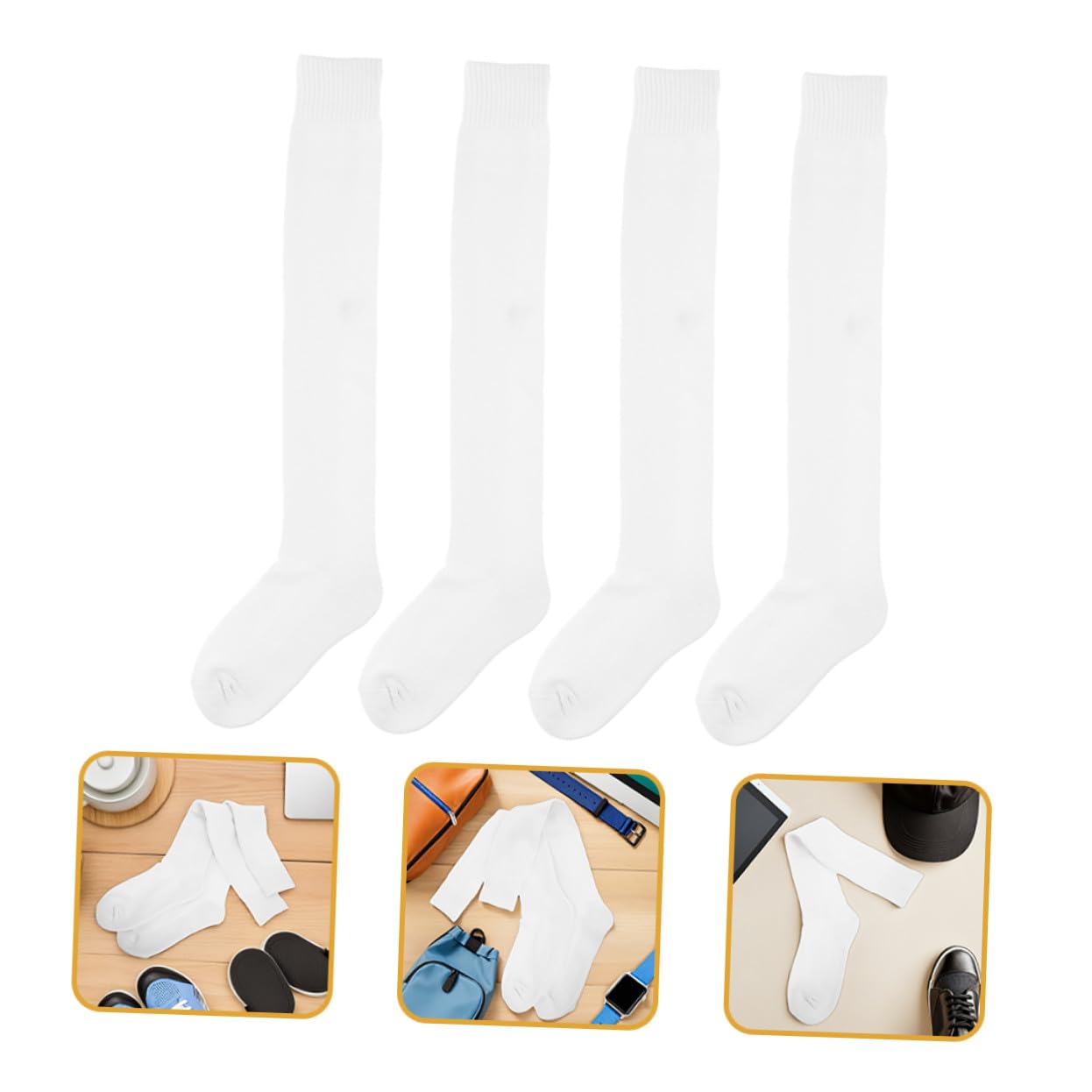 4 Paare Fechtsocken für Herren Atmungsaktive Kniehohe Sportsocken mit Dickem Polster und Knieschutz Rutschfeste Langsocken für Wettkampf und Training Angenehm und Strapazierfähig