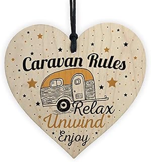RED OCEAN Hanging Funny Caravan Rules Sign Novelty Plaque Welcome Sign Retirement Friend Gift