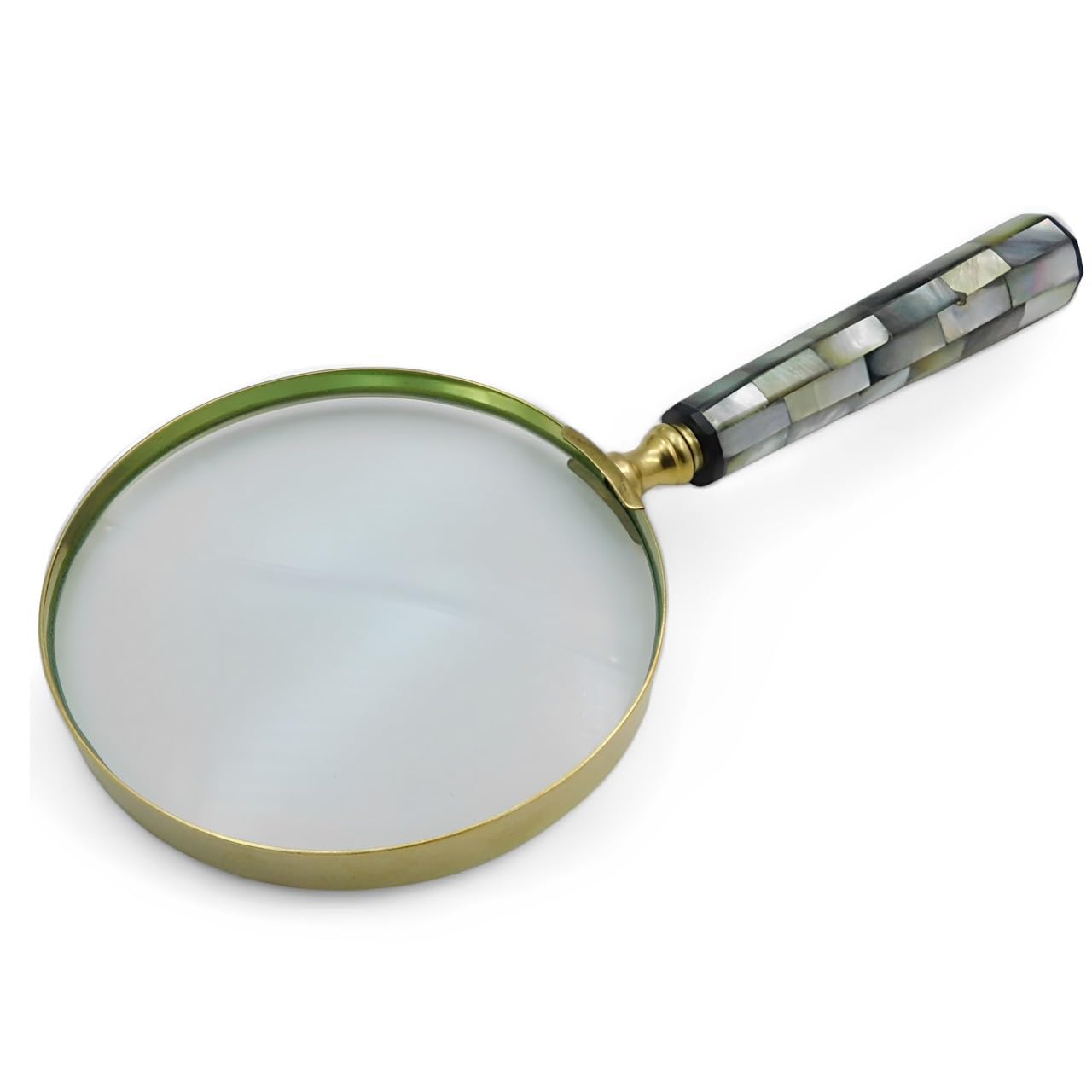 Meridian Nauticals Solid Brass Elegant Mother of Pearl Handle Magnifying Glass Handheld 10x Magnifying Glass Lens, Antique Magnifier, Reading, Inspection, Coin & Stamp, Astrologer.