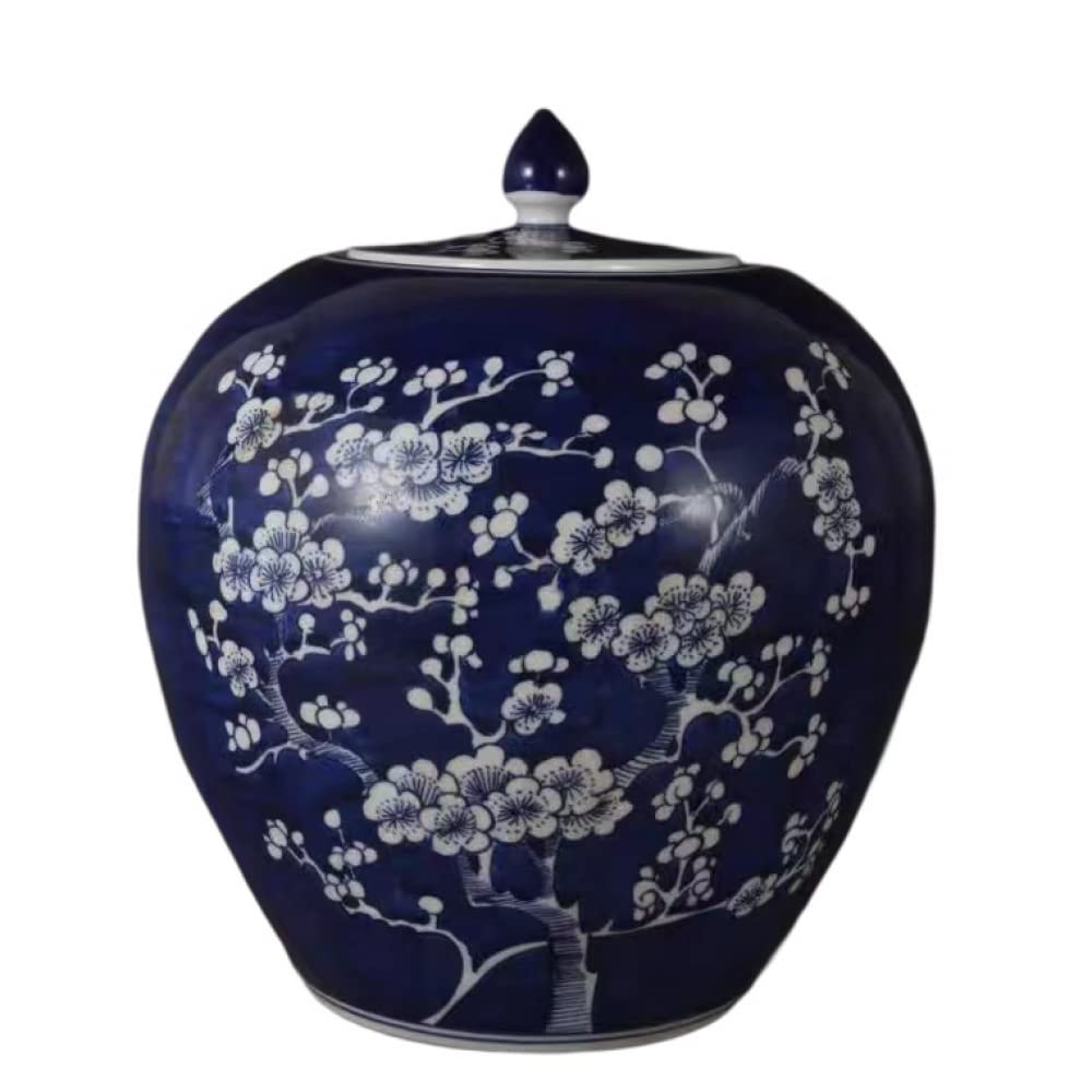 asdchZen Ceramic Vases Ginger Jar For Home Decor, Flower Birds Pattern Temple Jar Vase Traditional Chinese Porcelain Dried Flower Vases Decoration -28×26Cm