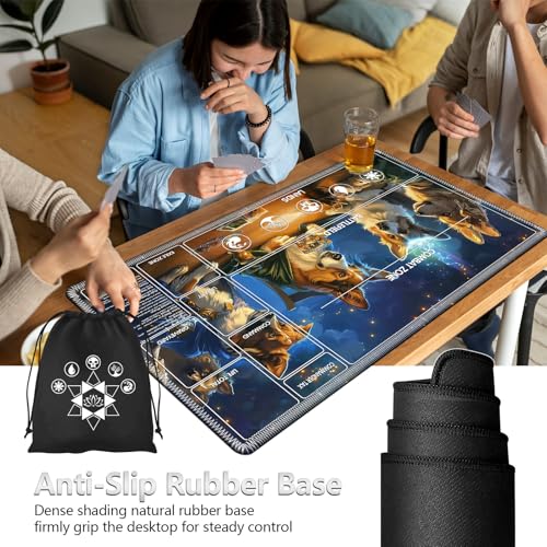 Image of for MTG Playmat with Card Storage Bag,Non-Slip Rubber Base & Smooth Surface 27.6x15.7in,Beginner-Friendly Magic Mat for Commander Deck,Dogs Playing Poker-1