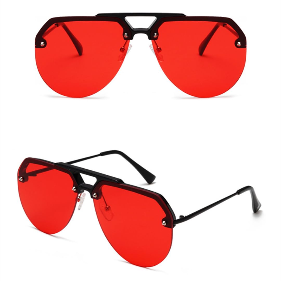 Gafas de sol con protección UV400 | Lentes de colores con remache ovalado y doble puente | Para mujeres, hombres, deportes al aire libre y conducción