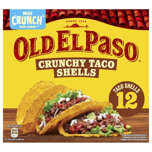 Old El Paso Taco Shells Crujientes, Formato Diferente para Comidas y Cenas Mexicanas, 12 Unidades, 135g