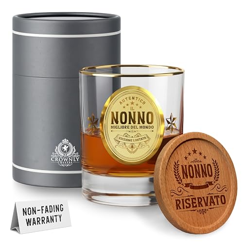 CROWNLY CRYSTAL® Regalo Nonno Bicchieri Da Whisky Regali Personalizzati Compleanno Idee Regalo Personalizzato Uomo Anniversario Per Lui