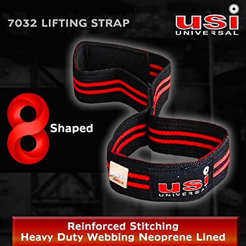 Image of USI UNIVERSAL Wrist Support, Wrist Supporter For Gym, 7032 Figure 8 Power Lifting Grip Hook Wrist Wraps 1 Pair Black Made Of Heavy Duty Neoprene, Padded Lifting Strap