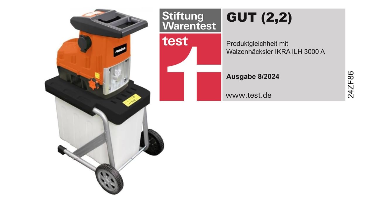 Primaster Walzenhäcksler PMHW 3000W Aststärke Ø 45mm Häcksler Leisehäcksler