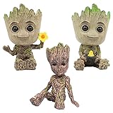 IQEPXTGO Groot Figuren, 3 Pack Avengers Figuren Groot, Realistische Mini Baby-Groot Figuren, Groot Cake Topper, Ornament, Auto-Ornament Kinder Geschenk für Urlaub