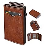 Wallet for Men,with Cash Pocket 2 ID Window 9-13 Cards,Metal Case Smart Slim Pop Up Credit Card Holder Flip with Magnetic Closure RFID Blocking Trifold wallet with Gift Box