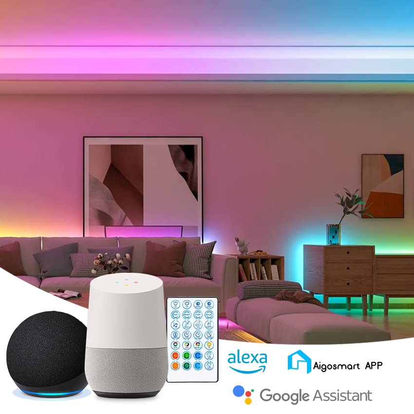 Strisce LED intelligenti 7,5 m, strisce led compatibili Alexa, luci led smart 24 W, strisce led wifi, strisce led RGB con telecomando e controllo vocale