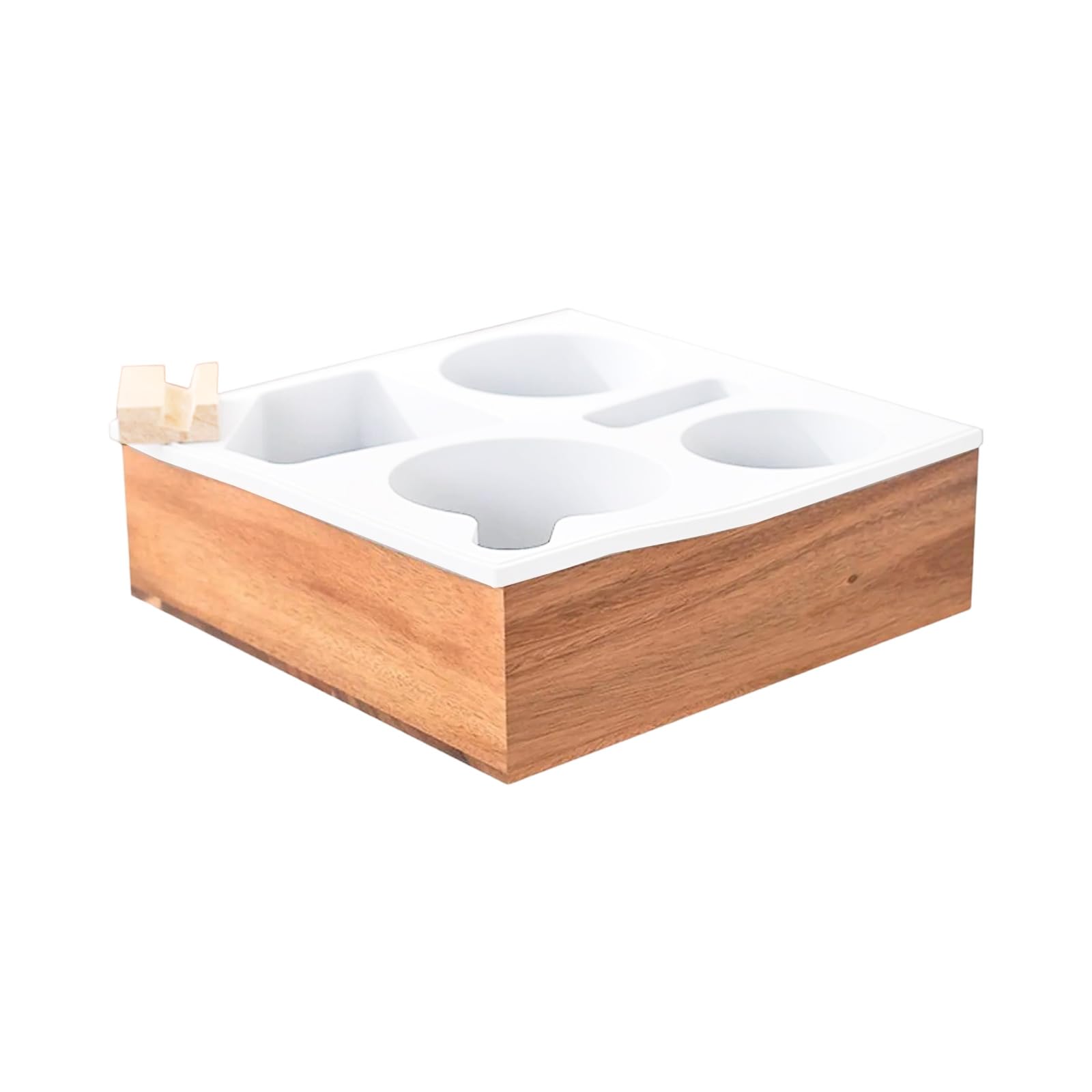 Piceioep Multipurpose Silicone Wood Storage Tray with Compartments Nonslip Bottom for Drinks Phone Remote Control Sofa Organiser Sofa Cup Tray