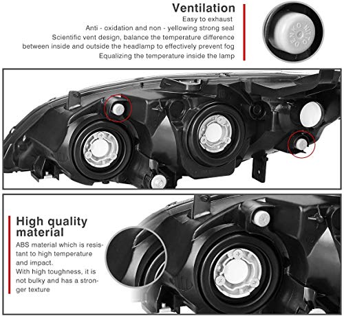 As Headliaght Assembly Compatible With 2004-2005 Honda Civic Chrome Housing Amber Reflector Driver And Passenger Side #TOP4